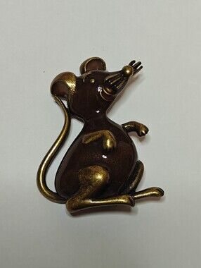 Vintage Signed Scooter happy mouse or rat pin/brooch Paris 80s